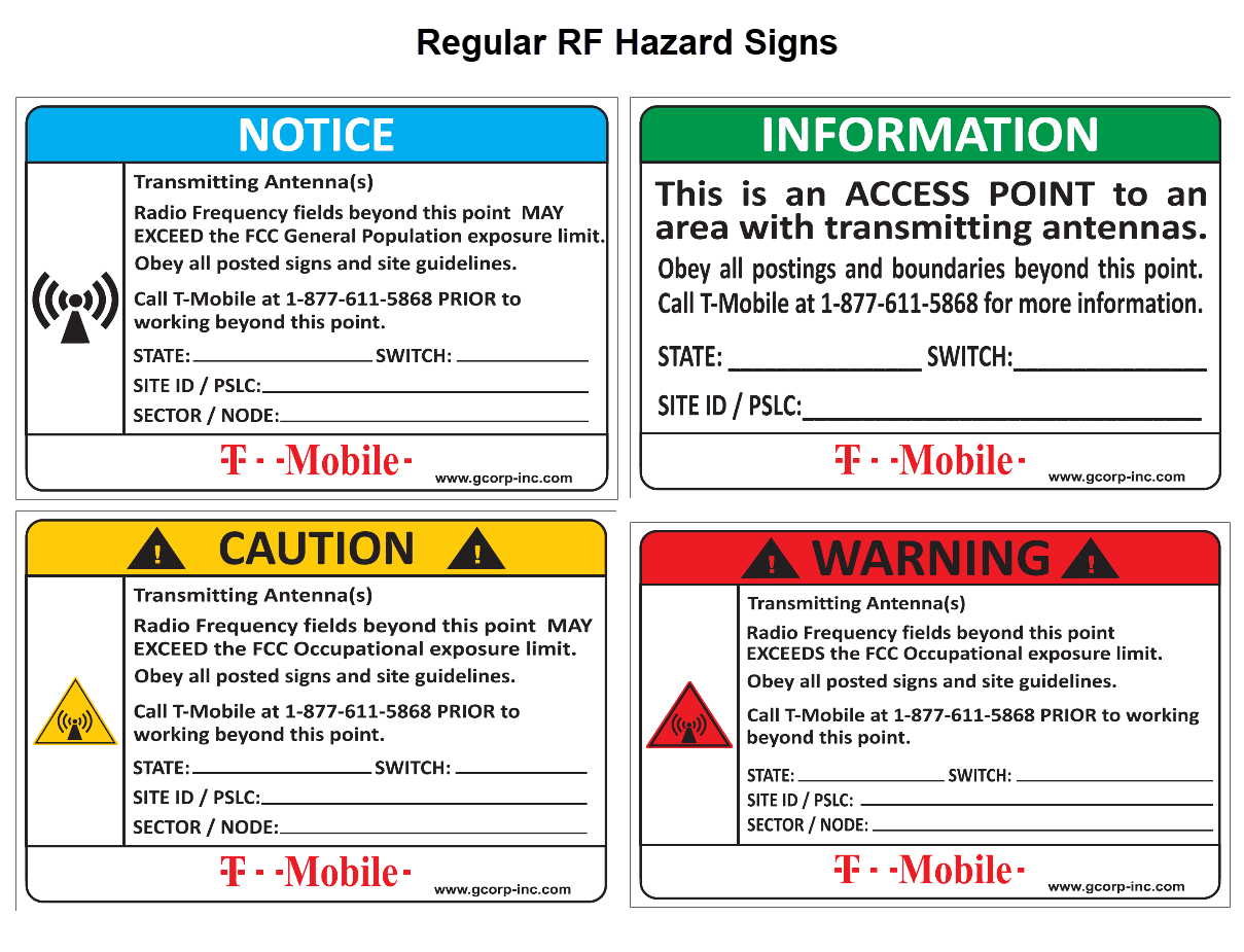 TMO Regular RF Hazard Signs