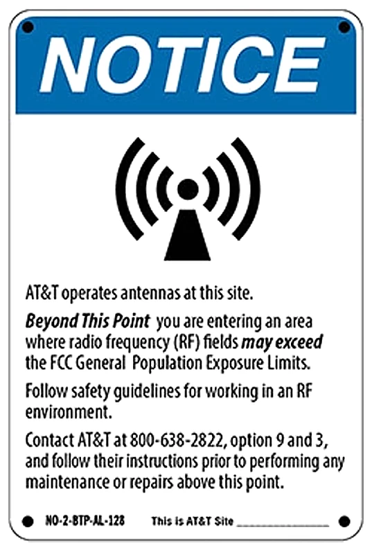 Blue Notice beyond this point RF safety sign