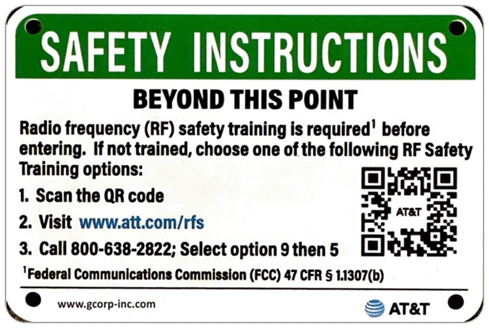 Green Safety Instructions RF training sign