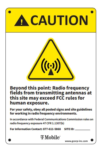 Yellow Caution vertical RF sign