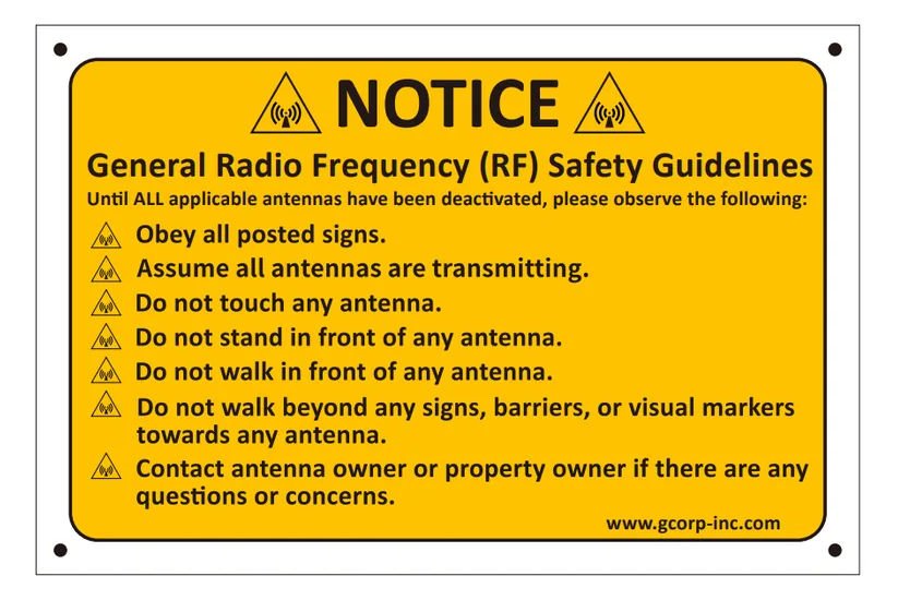 Yellow Guidelines (NOC) RF safety sign