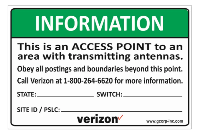 Green Information (NOC) RF safety sign