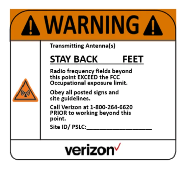 Warning - stay back RF safety sign